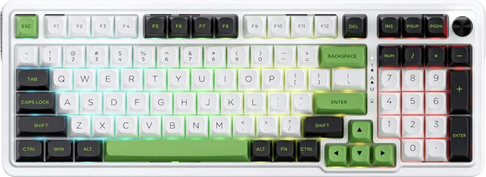 Tastierë gaming mekanike Redragon Eisa Max K686WBG-RGB-MAX RGB, 3-mode (USB-C/Bluetooth/2.4GHz), US layout, e bardhë/jeshile