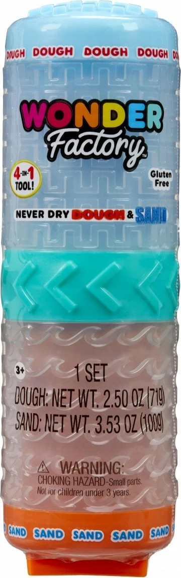 Set argjile modeluese dhe rëre kinetike MGA Wonder Factory Never Dry, blu dhe portokalli