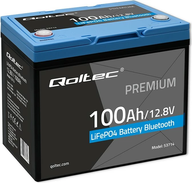 Bateri LiFePO4, Qoltec, 53714, 12.8V 100Ah 1280Wh, Bluetooth BMS