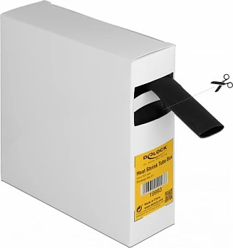Tub termo-tkurres DeLOCK 5 m x 19.1 mm, raport 3:1, me ngjitës të brendshëm, i zi