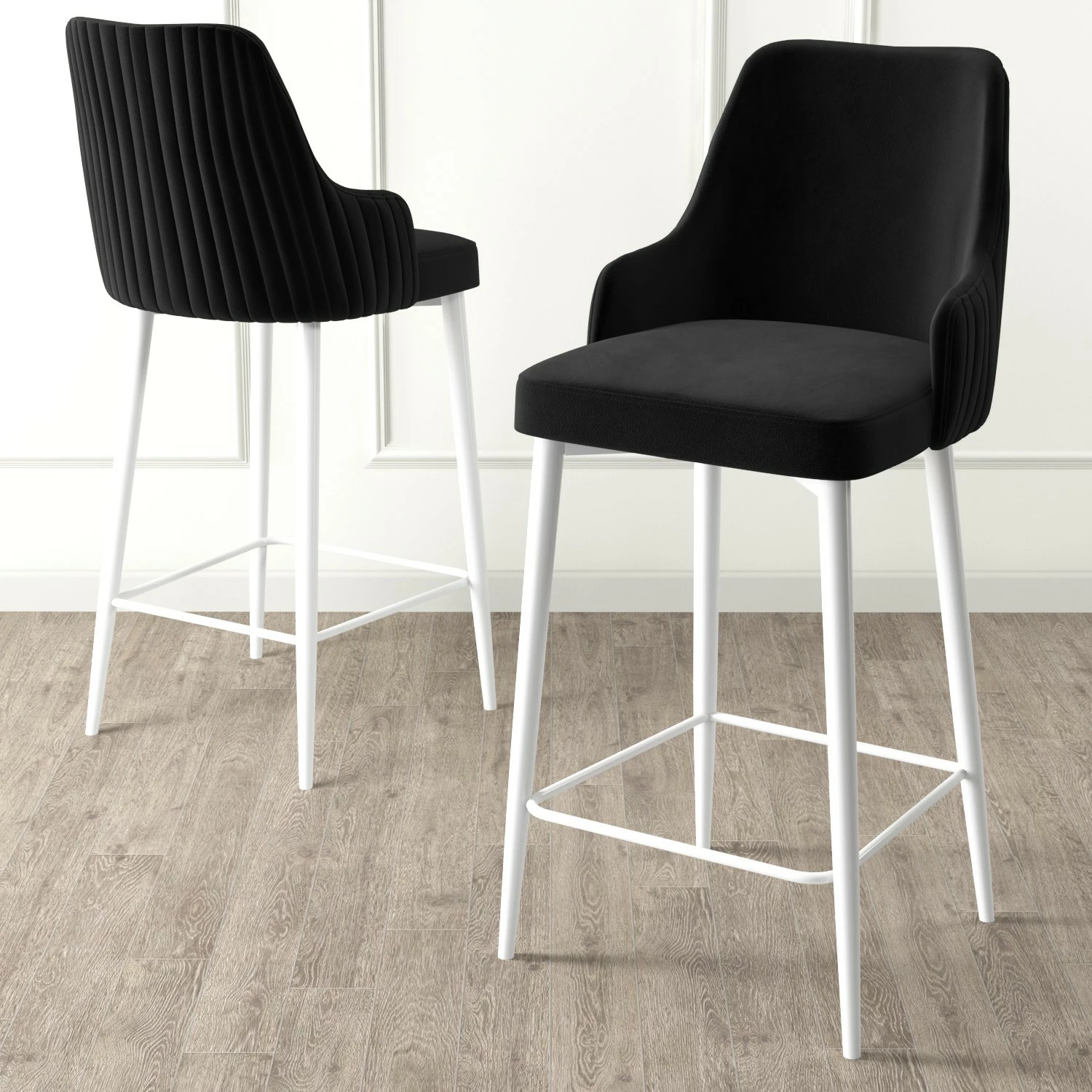 Set karrigesh për bar (6 copë), Hanah Home, Enox - e zezë, e bardhë