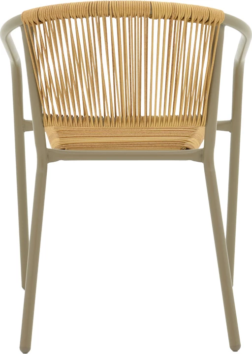 Karrige alumini e grumbullueshme, ngjyrë shampanjë dhe ratan natyral, 54x63x74 cm