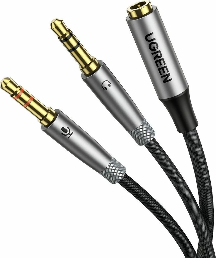 Splitter AUX Ugreen AV192 (50255) 3.5mm Jack 0.2m, e zezë/gri