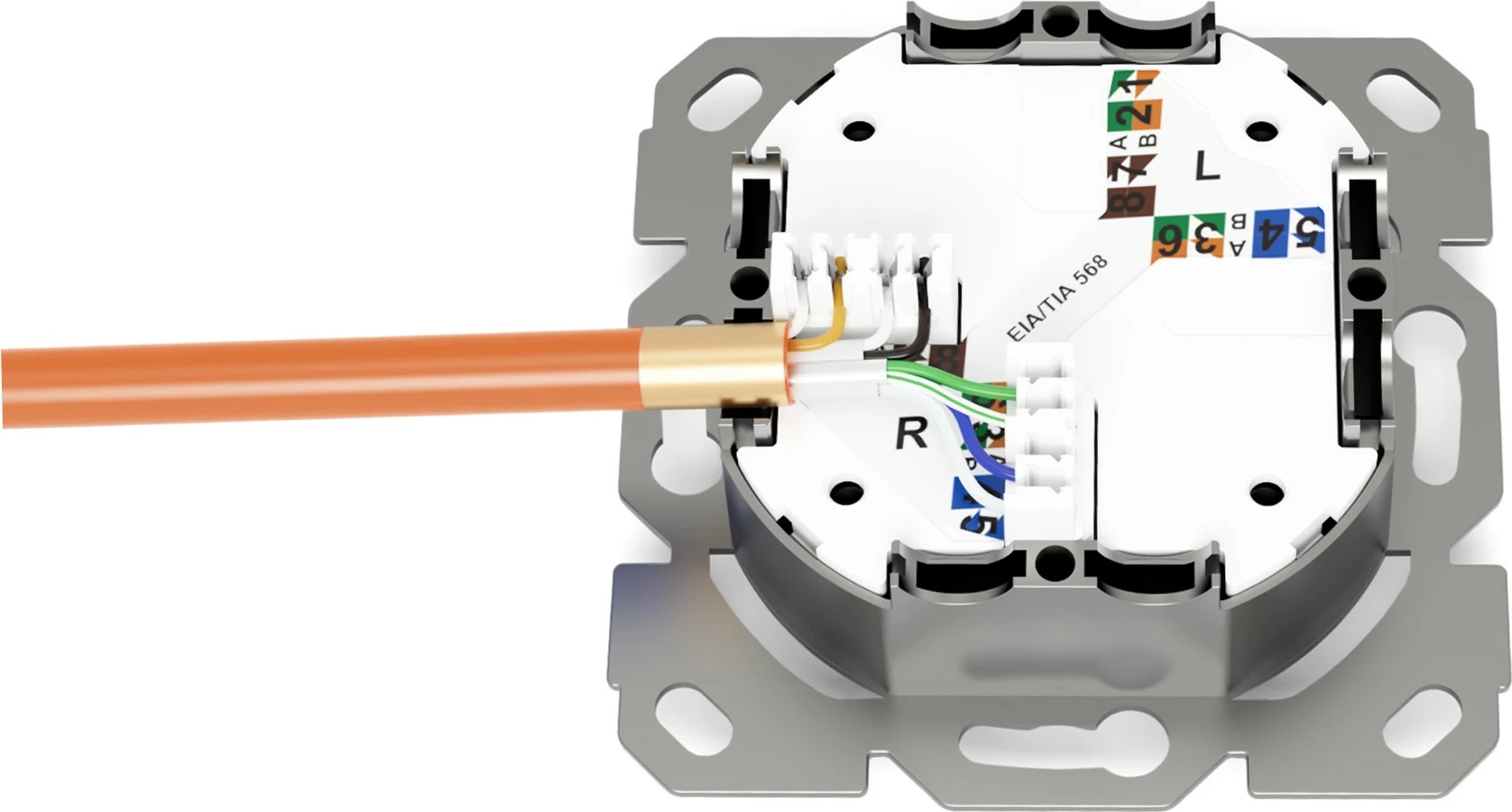Prizë rrjeti Digitus CAT 6A, 1x RJ-45, e bardhë