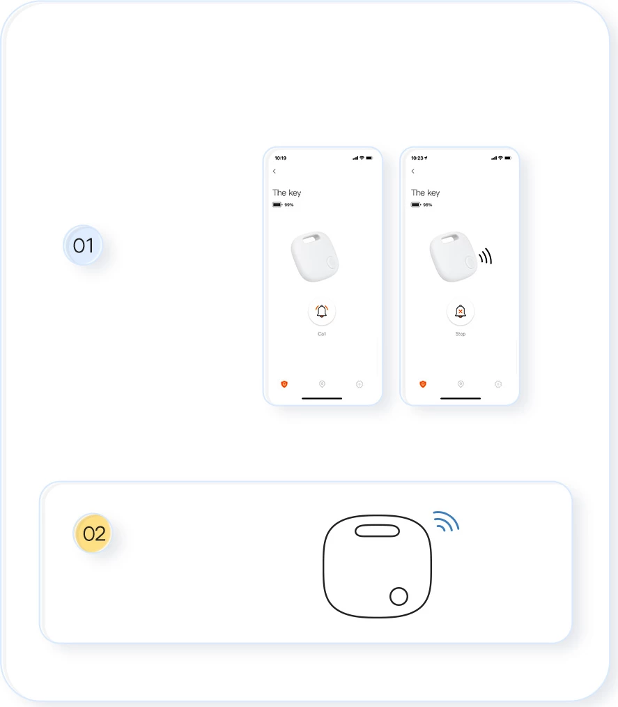 GPS tracker i mençur Baseus T2 Pro për çelësa, çantë, fëmijë, i bardhë