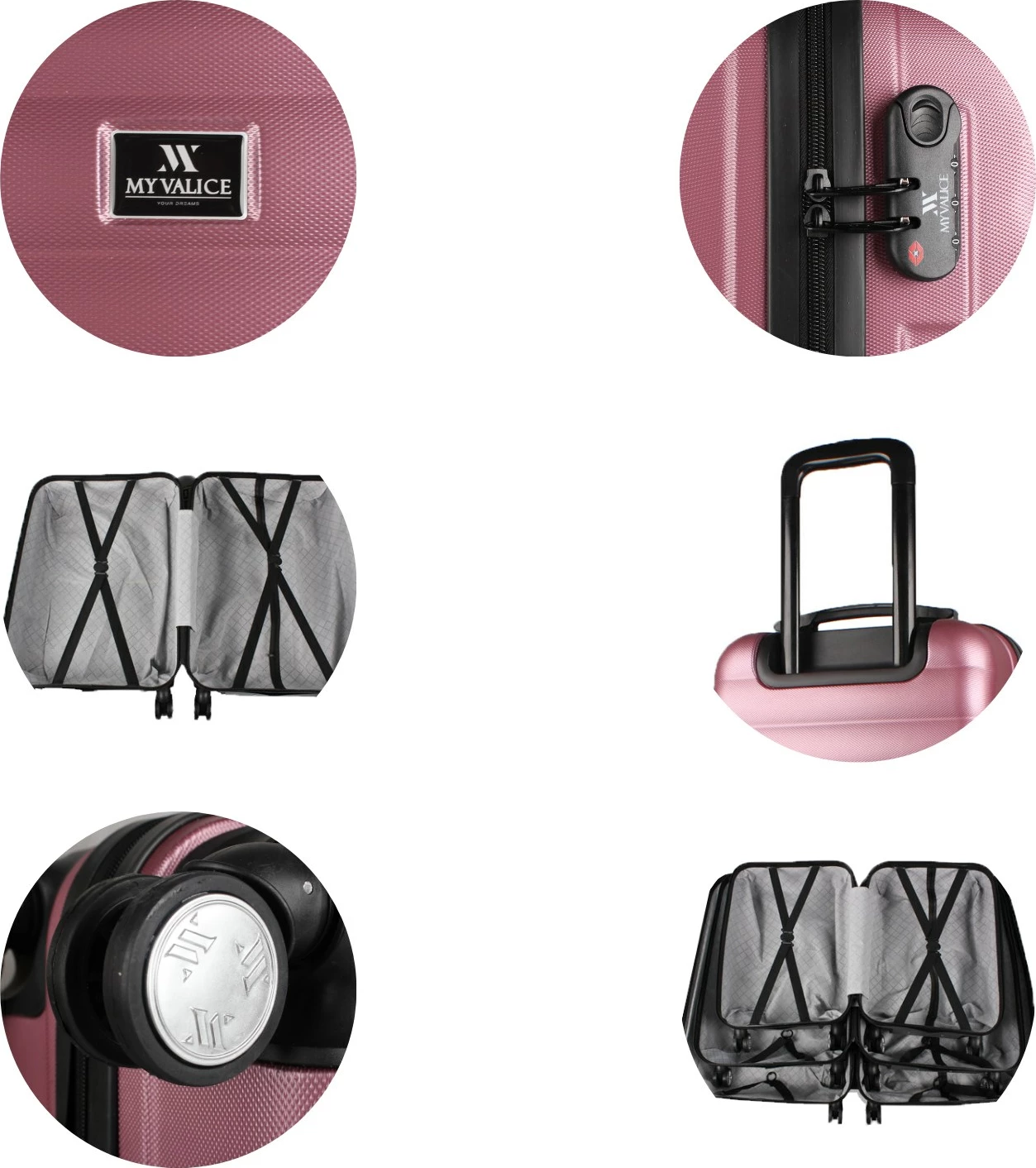 Set valixhesh (2 copë), ngjyrë rozë e artë, Zoozie Bags, 6490