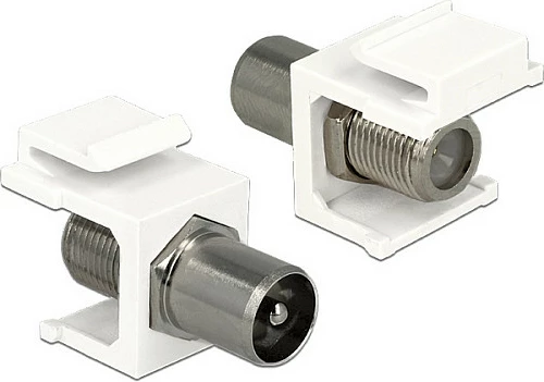 Modul Keystone DeLOCK 86362, IEC në F, adaptor koaksial, i bardhë
