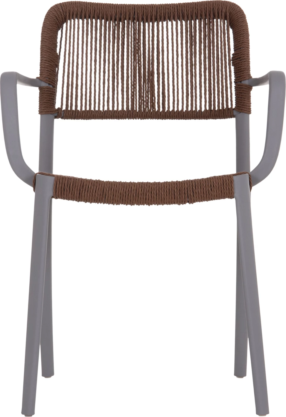 Karrige për jashtë STRIDER, polipropilen gri, litar kafe, 57x53x80cm