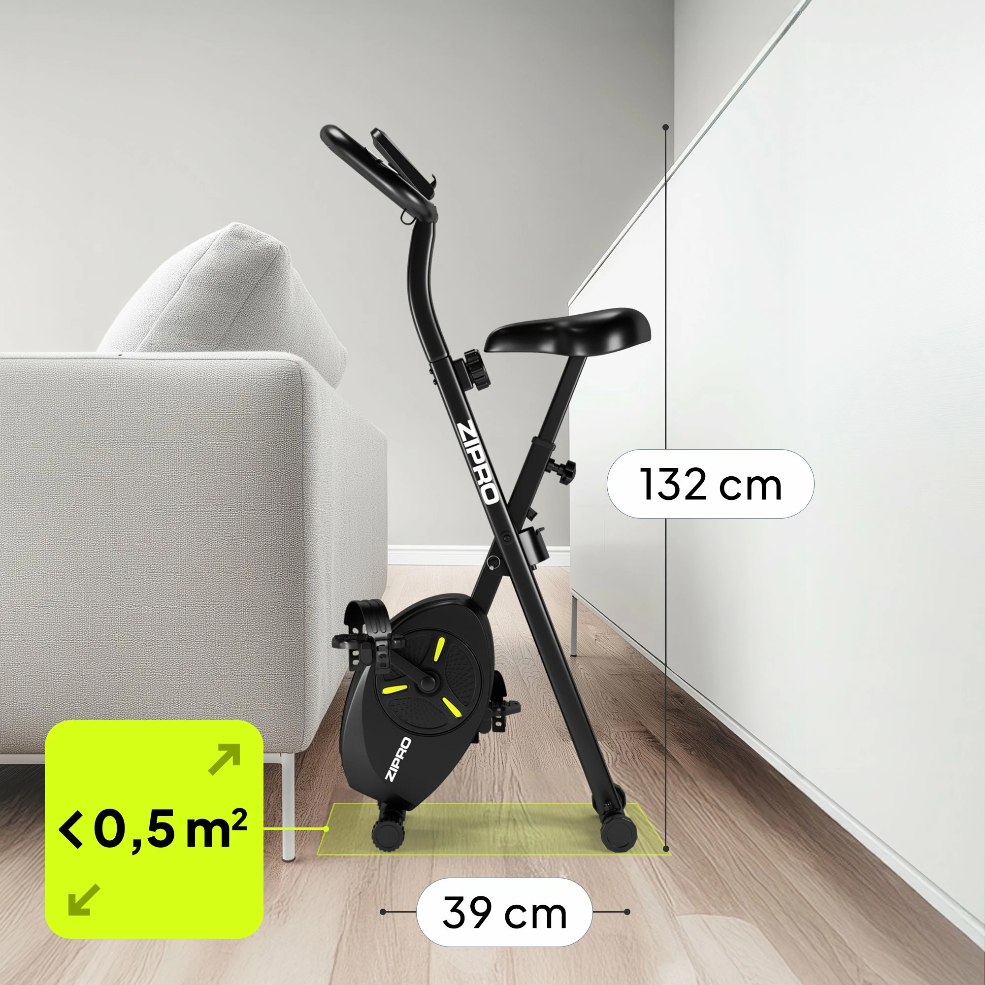 Bicikletë stacionare Zipro Eclipse X e palosshme vertikale, rezistencë magnetike 8 nivele, max 110 kg, e zezë