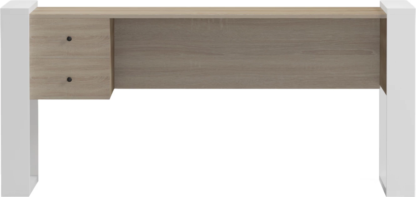 Tavolinë pune me 2 sirtarë, ngjyrë sonama, këmbë të bardha, TONTEL FH2157.01, 160x60x73cm