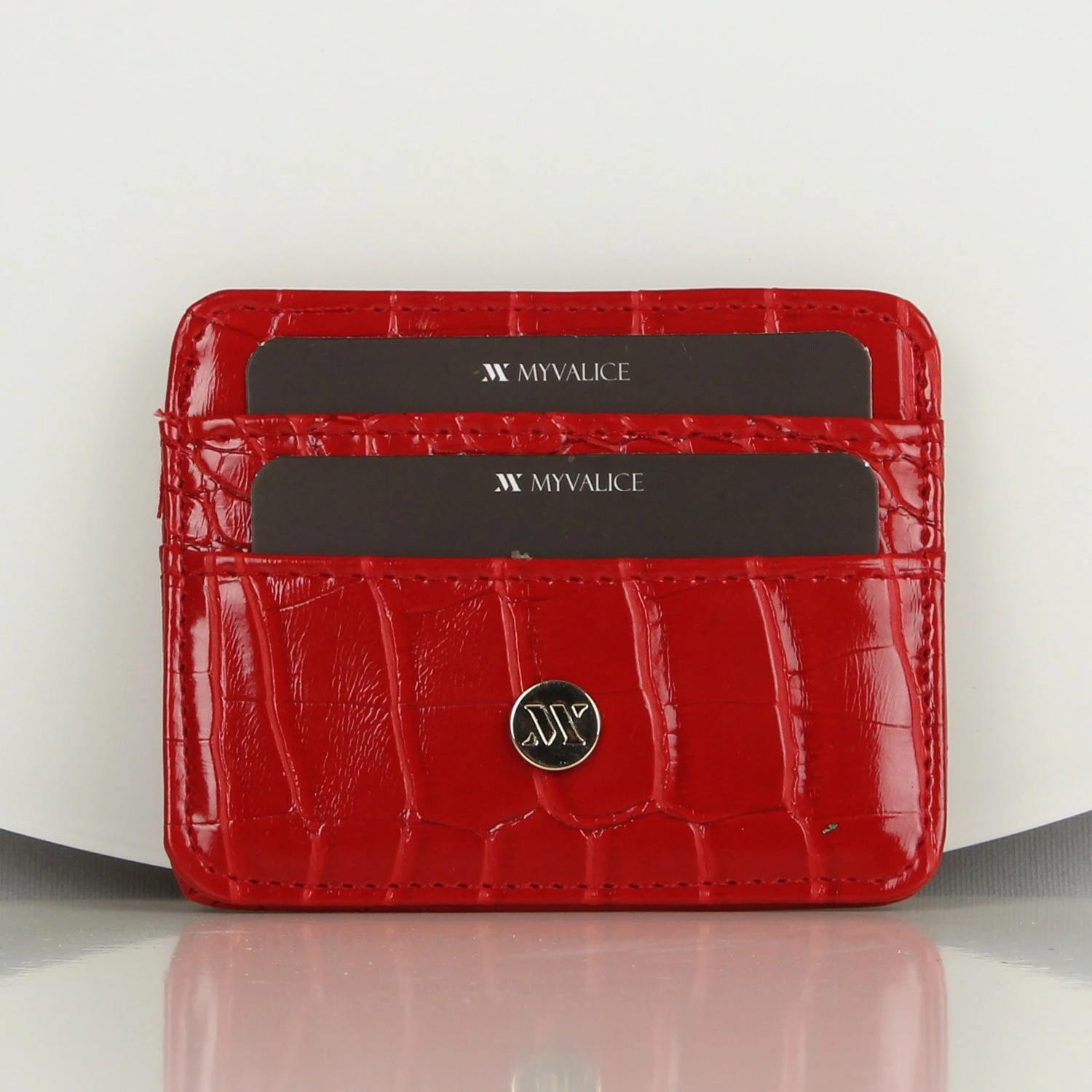 Portofol prej lëkure, mbajtës kartelash, i kuq, Zoozie Bags, 2514