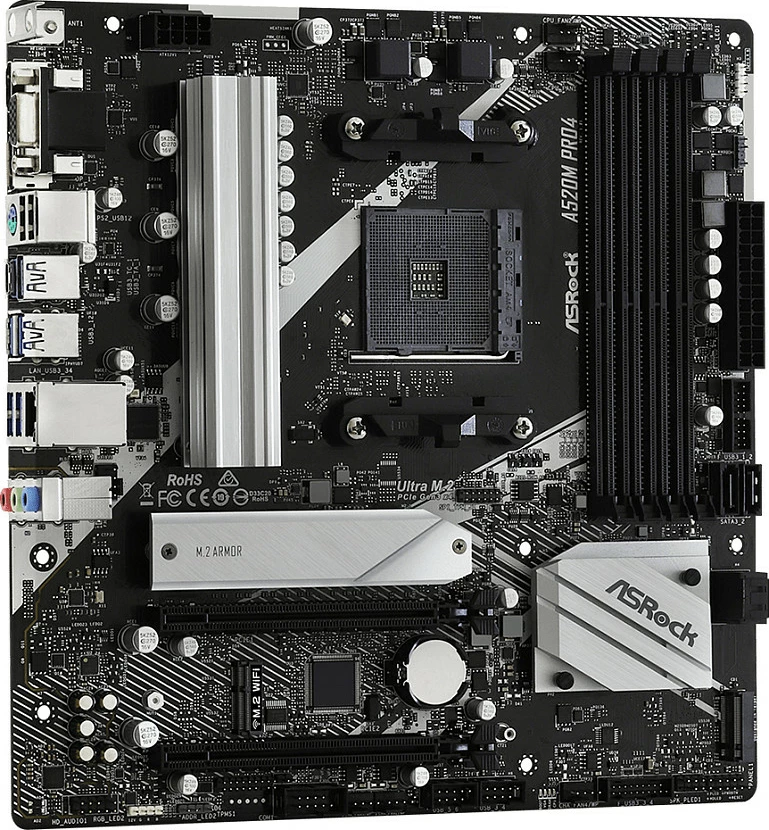Pllakë amë ASRock A520M Pro4, AMD, Socket AM4, DDR4, micro ATX