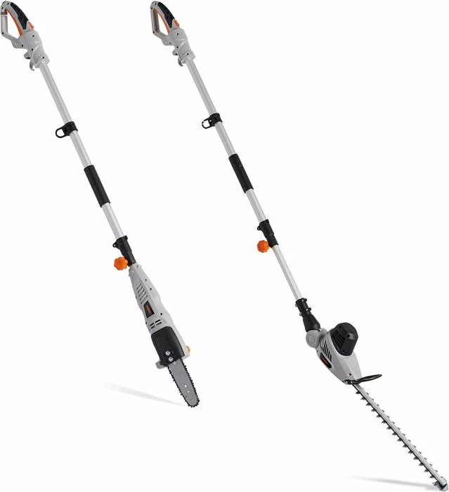 sharrë elektrike teleskopike 2-në-1 dhe gërshërë për gardh VONHAUS 2500263, 750W/460W, 8\" (20cm) Oregon, kabllo 10m, gri/zezë