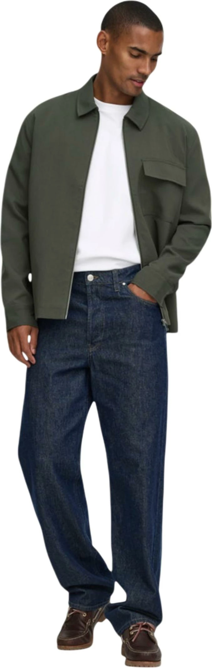 Jakne për meshkuj Only & Sons Onswill Reg 0292 Zip Overshirt Frml Noos 22038673, jeshile ulliri [Madhësia: M]