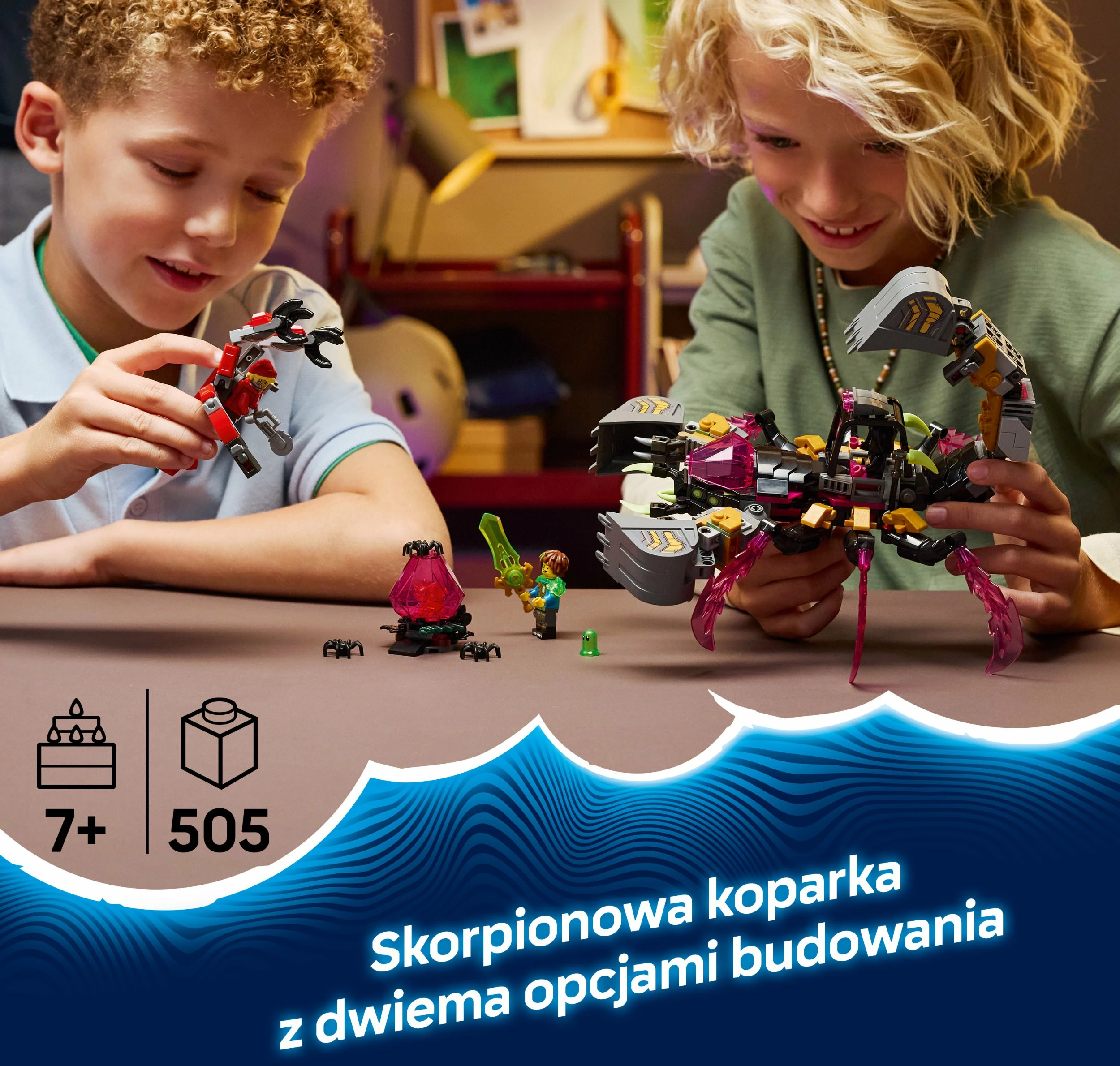 Set konstruksioni LEGO DREAMZzz Nightmare Scorpion Excavator 71513, 505 pjesë, 2-në-1