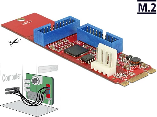 Adapter M.2 në 2x USB 3.0 header DeLOCK 62843, 5 Gbit/s