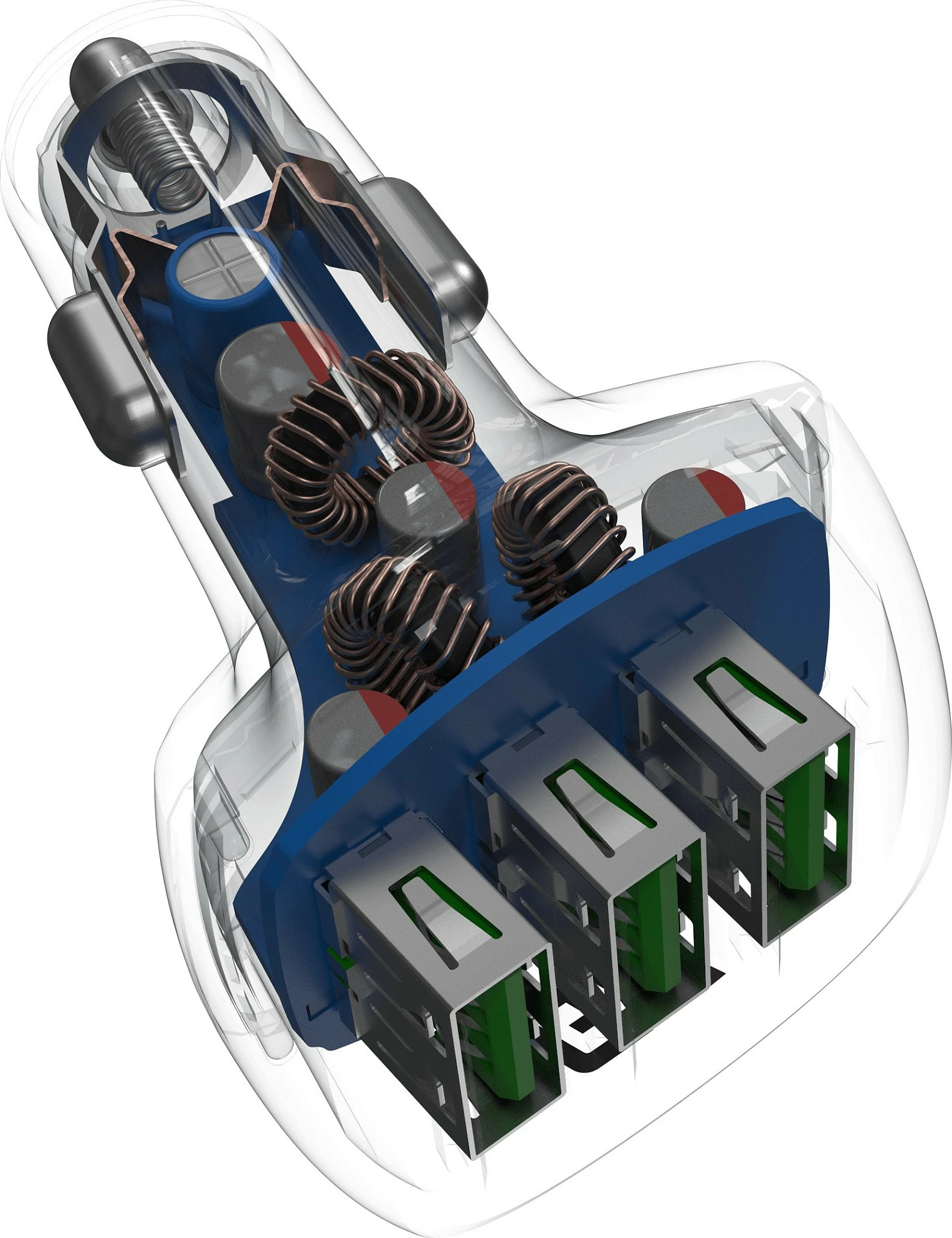 Karikues për veturë Green Cell PowerRide, 3x USB, Ultra Charge, 12/24V, 54W, i zi