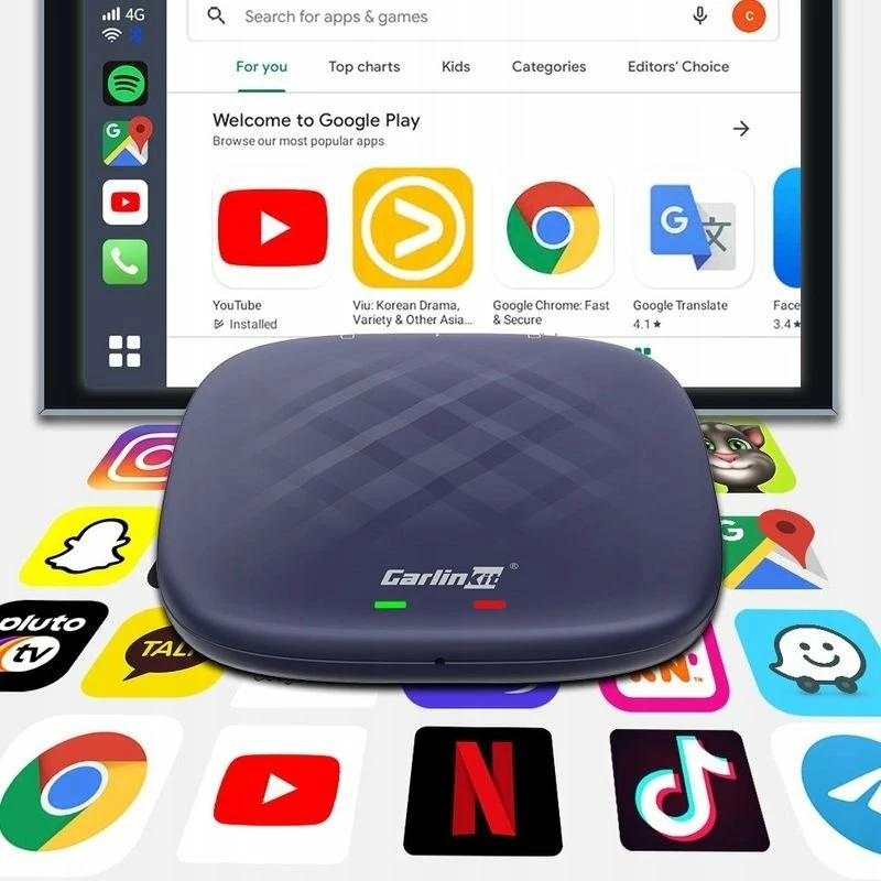 Adapter wireless AI Box Carlinkit CPC200-Tbox 8GB/128GB Android 13, blu