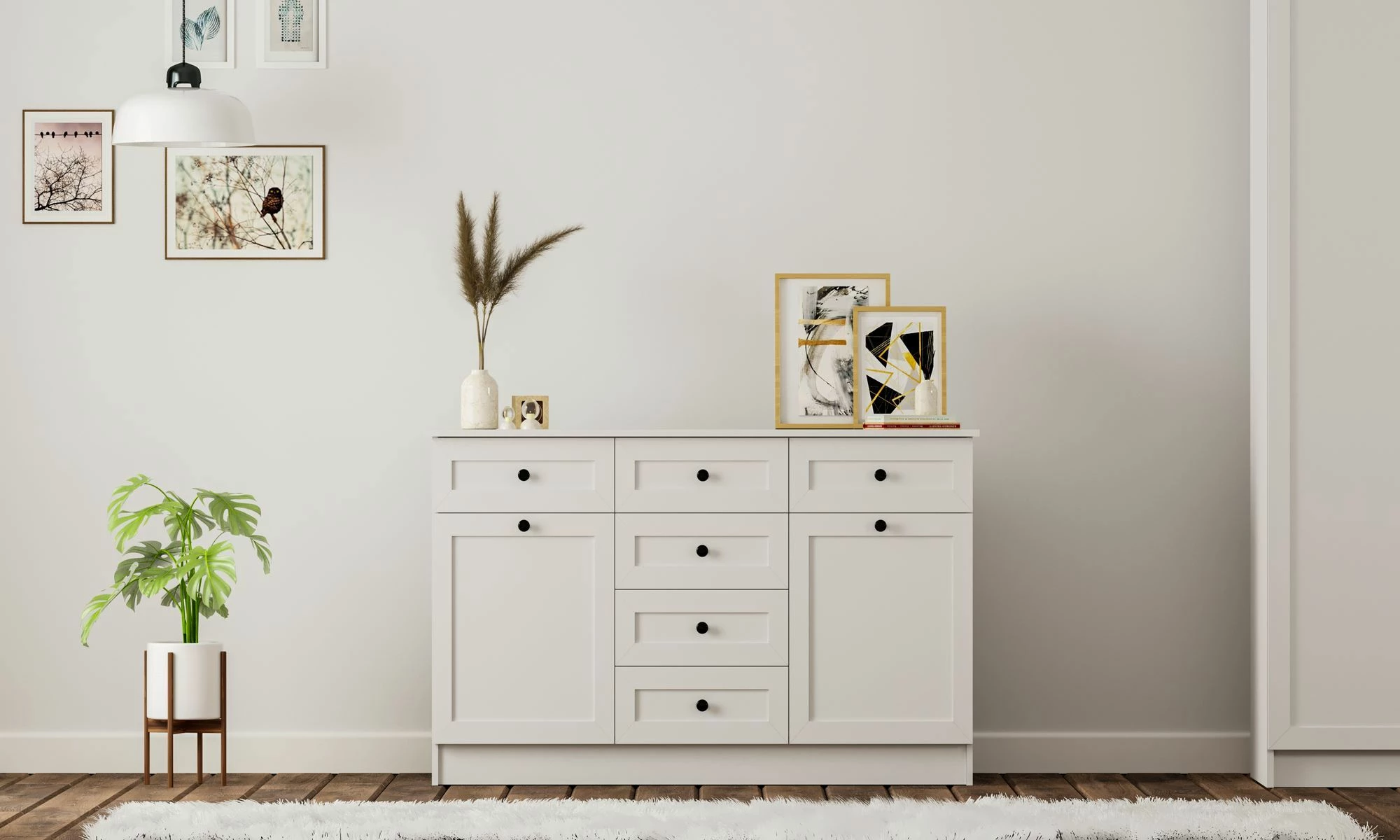 Komodë Skye Decor, ngjyrë e bardhë mat, RB-168-04-001