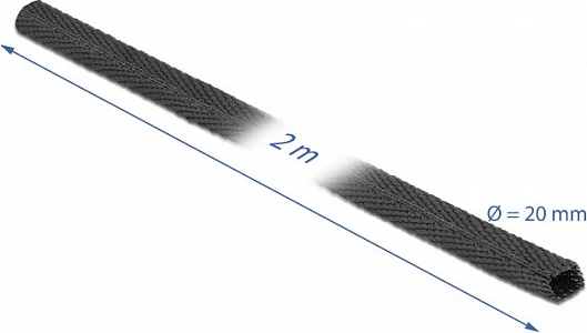 Tub termo-tkurrës DeLOCK 2m x 20mm, raport tkurrjeje 2:1, i zi