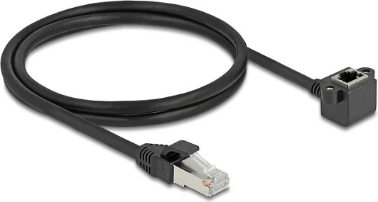 Kabllo rrjeti DeLOCK 81097 Cat6 1m, RJ-45 M në RJ-45 F këndore, e zezë