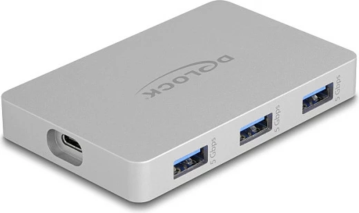USB hub DeLOCK 7-port, 4x USB-C, 3x USB-A, PD 82W, gri