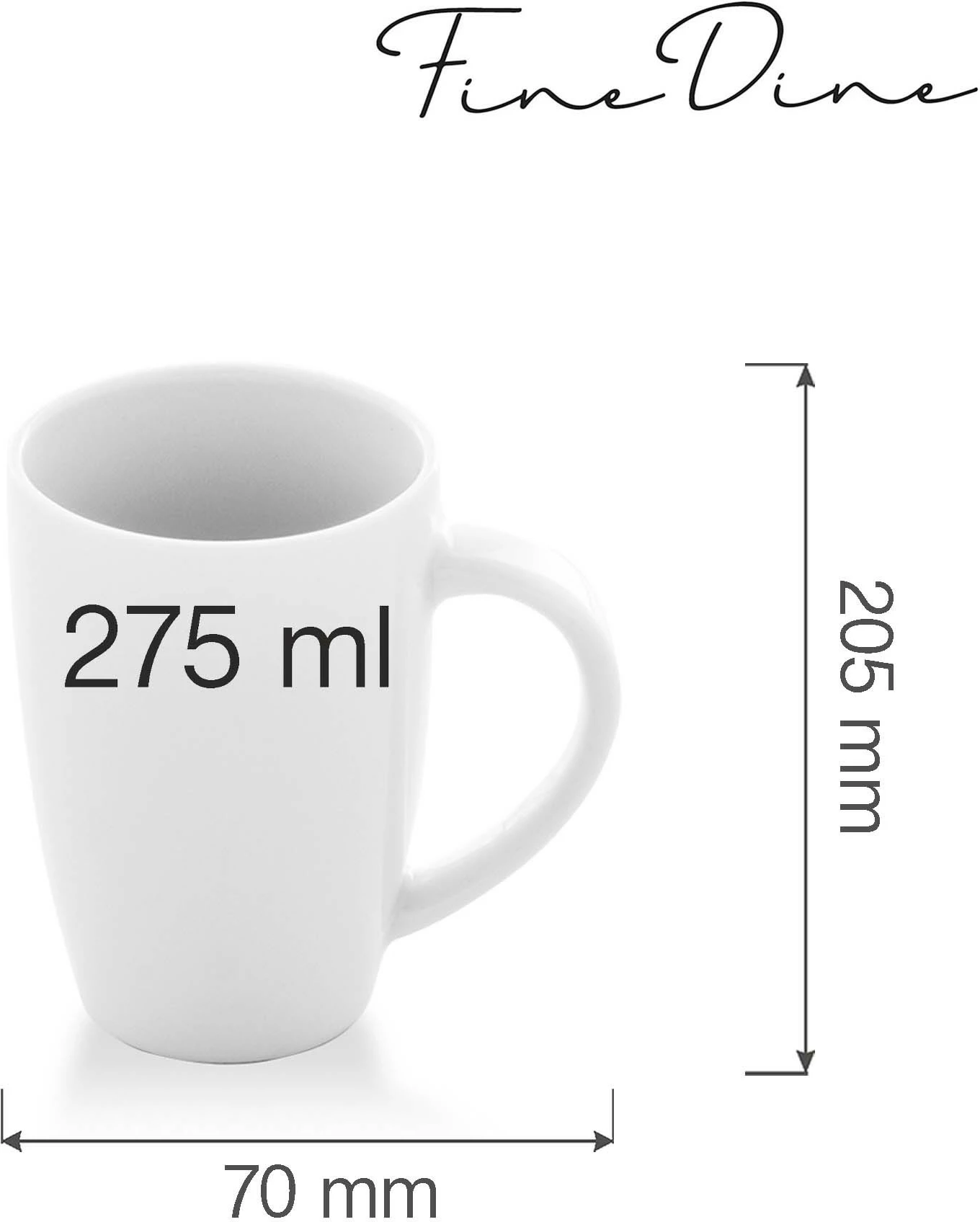 Filxhan Fine Dine Bianco Paris 275 ml, set 6 copë, i bardhë