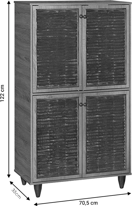 Dollap këpucësh Ronan, ngjyrë arre, 70.5x35x122cm