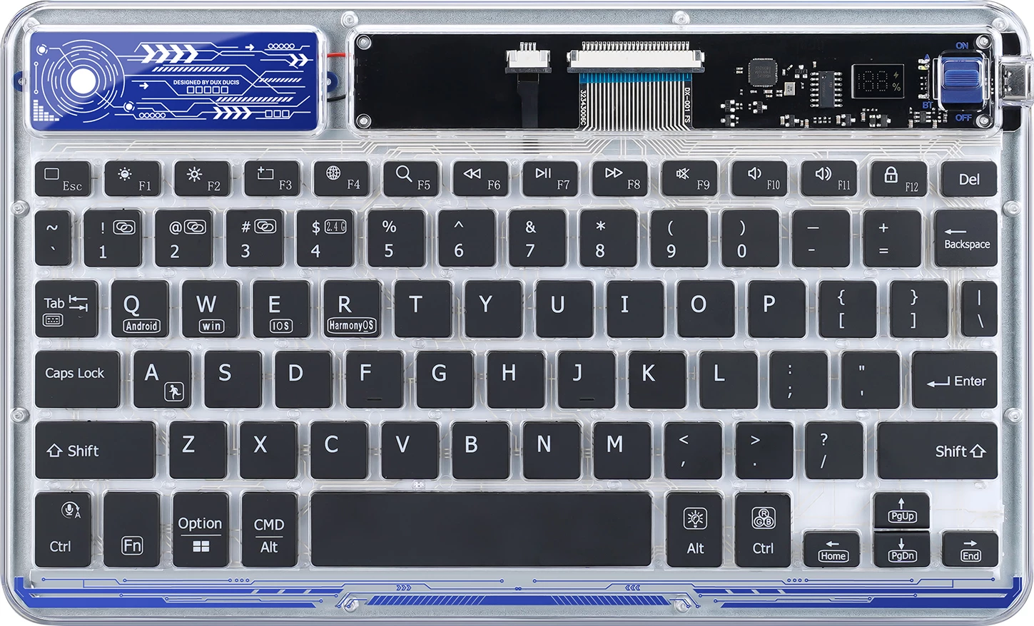 Tastierë wireless Dux Ducis CK Series, për laptop/tablet/celular, transparent/blu