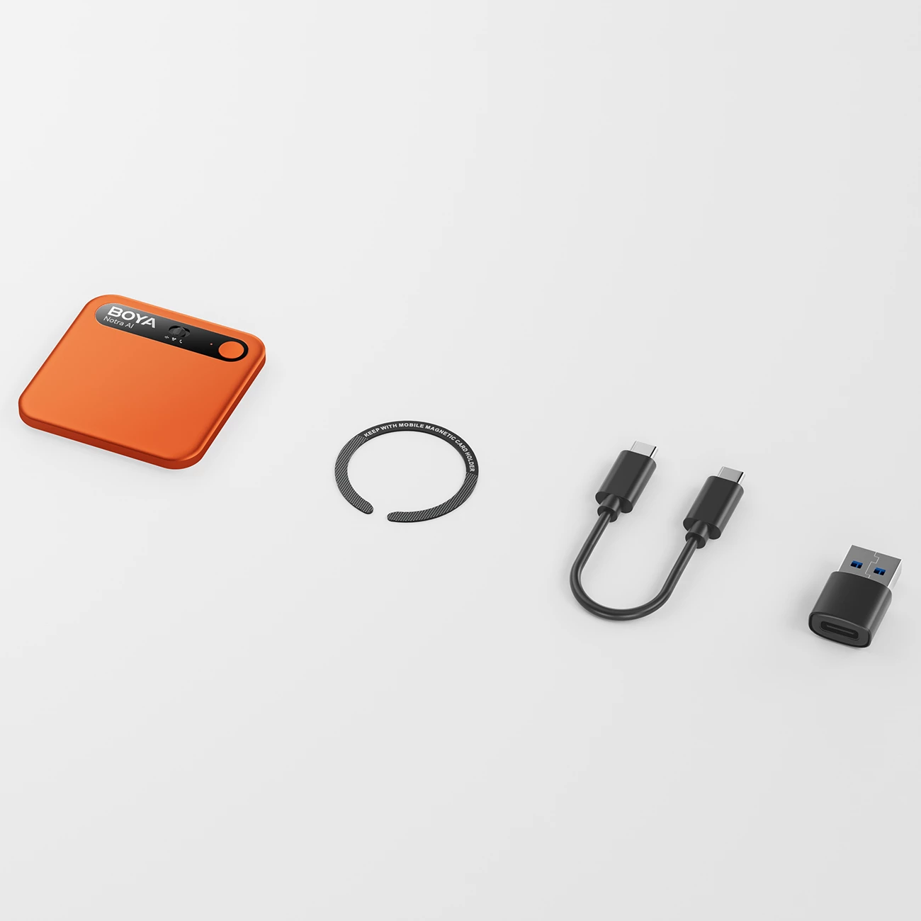 Regjistrues zëri BOYA Notra AI, 64GB, Bluetooth/USB-C, MagSafe, portokalli