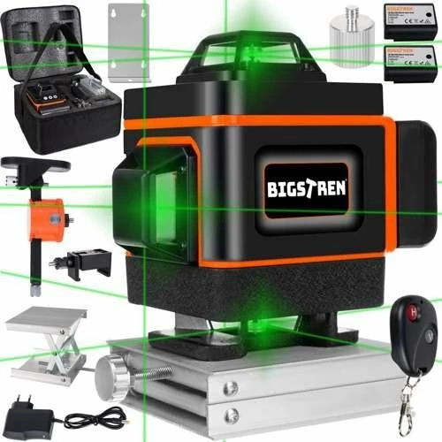 Laser nivelues linje Bigstern 4D 16 linja 25 m, i gjelbër, set me 2 bateri + karikues