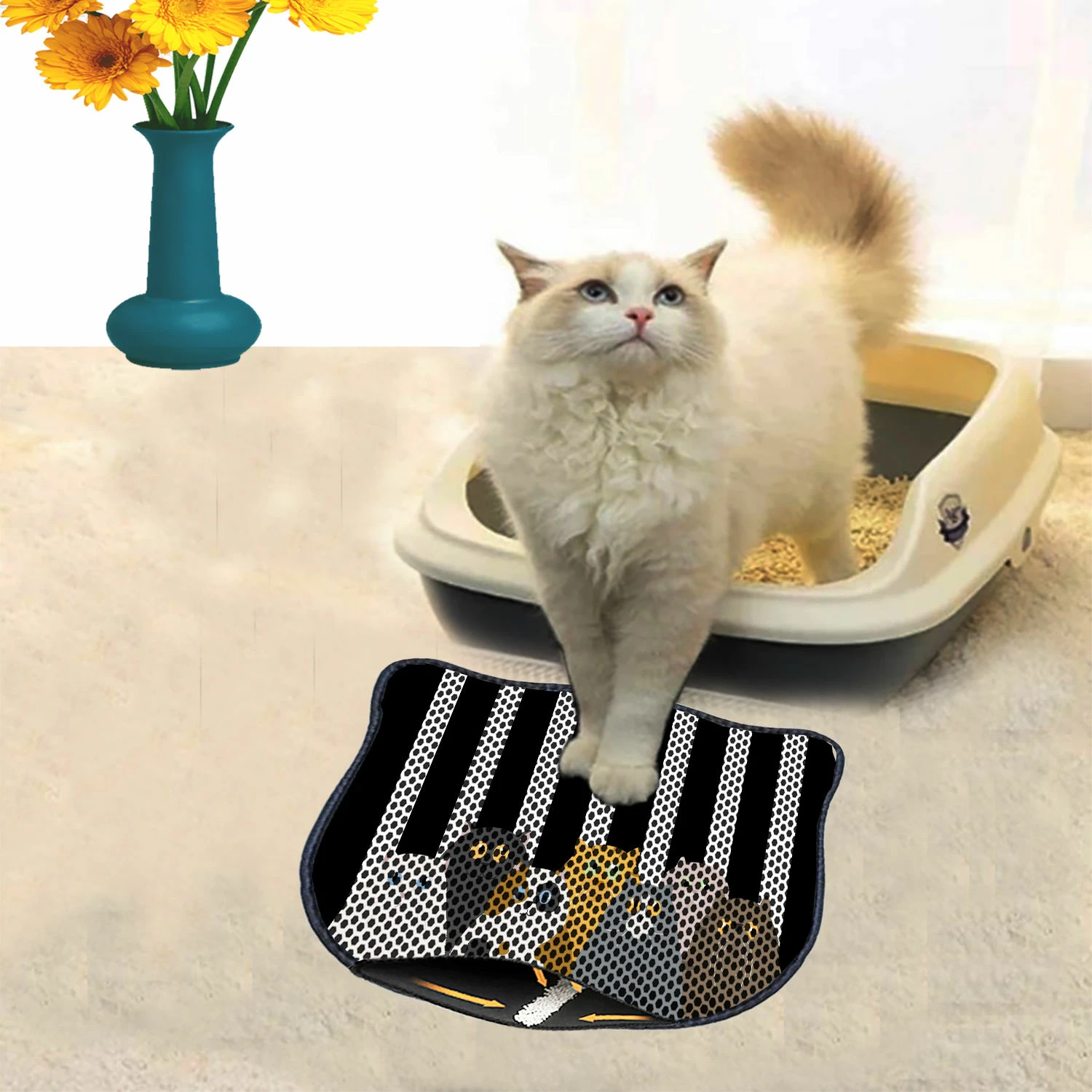 Tapet për rërë mace, shumëngjyrësh, Paws & Whiskers, Kdkafa0043, 40x50cm