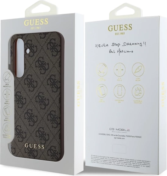 Mbështjellës Guess 4G Metal Gold Logo për Samsung Galaxy S24 FE S721, Kafe