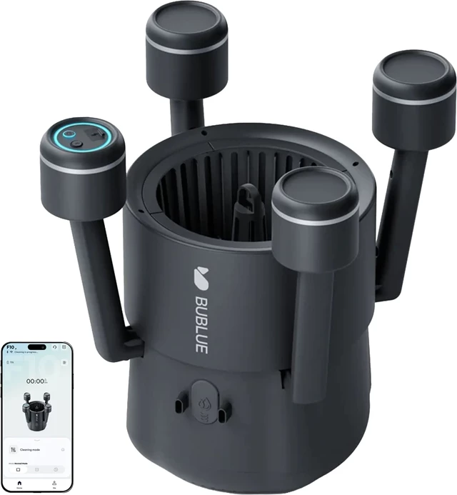 Robot pastrues pishine Bublue F10, deri 50 m², 180 min, kosh filtri 5 L, kontroll me aplikacion, gri e errët, set me aksesorë