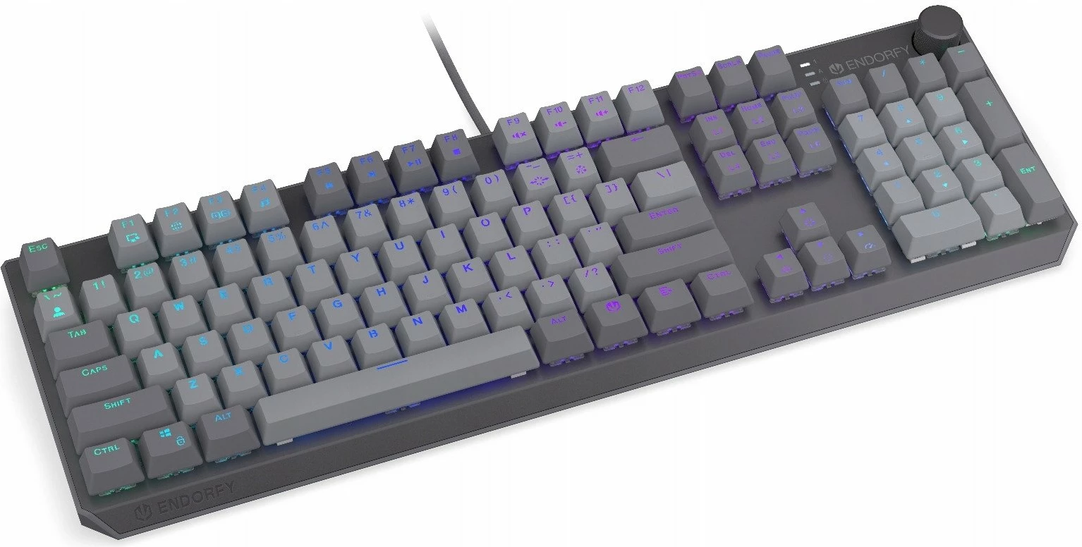 Tastierë mekanike Endorfy Thock V2 EY5A125, 100% full-size, RGB, US ANSI, switch ENDORFY Red, gri, set me 2 switch rezervë