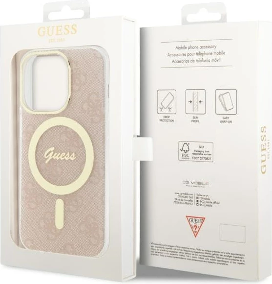 Mbështjellës Guess 4G MagSafe për iPhone 14 Pro 6.1", Rozë