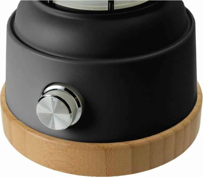 Fener LED portativ BRUNNER LYSS 0720066N, rikarikueshëm 5200mAh, 15-450 lm, dritë e ngrohtë/bardhë, bazë bambuje, e zezë