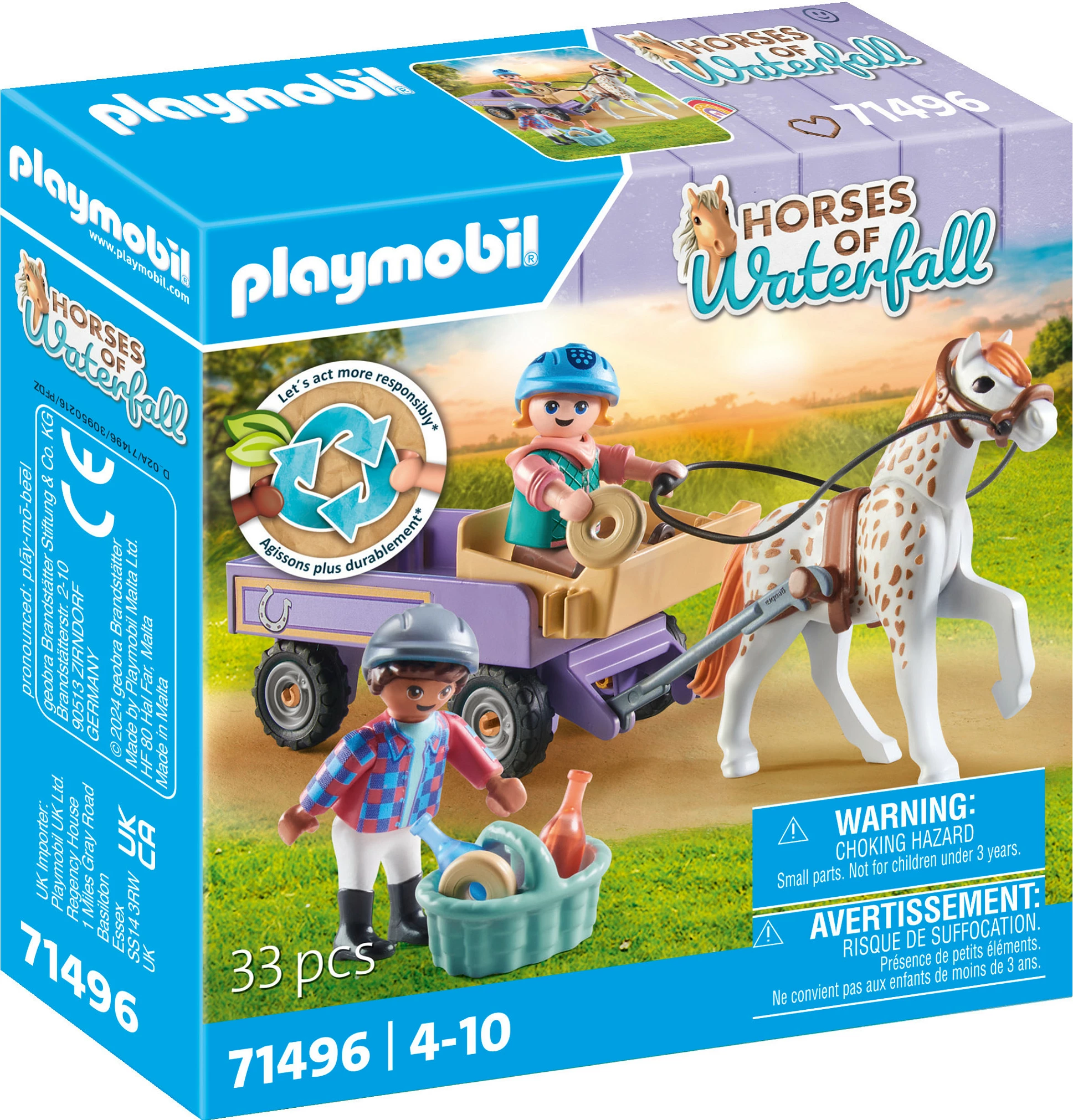 Set lodrash Playmobil Horses of Waterfall 71496, karrocë me kalë (pony), 33 pjesë, multicolor