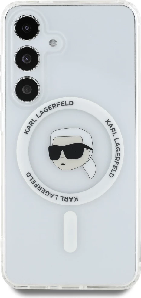Mbështjellës Karl Lagerfeld Samsung Galaxy S25, MagSafe, logo Karl Head, i bardhë