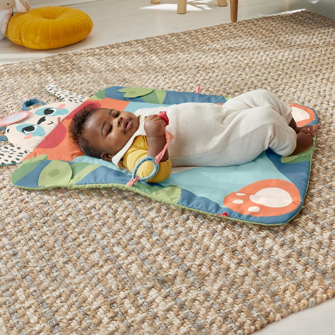 Tapet aktiviteti për foshnje Fisher-Price Planet Friends Roly-Poly Panda me 2 lodra, shumëngjyrësh