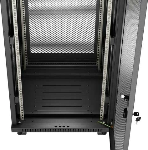 Kabinet rack LANBERG 19" 24U 600x600, standing, dyer të perforuara, me rrota, i zi