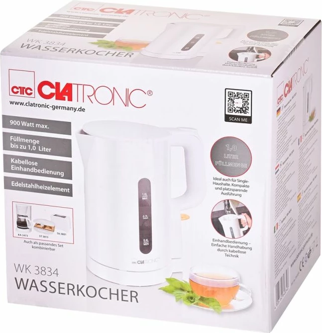 Çajnik elektrik Clatronic WK 3834, i bardhë
