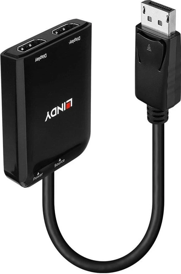 Adapter Lindy DisplayPort në 2x HDMI, i zi