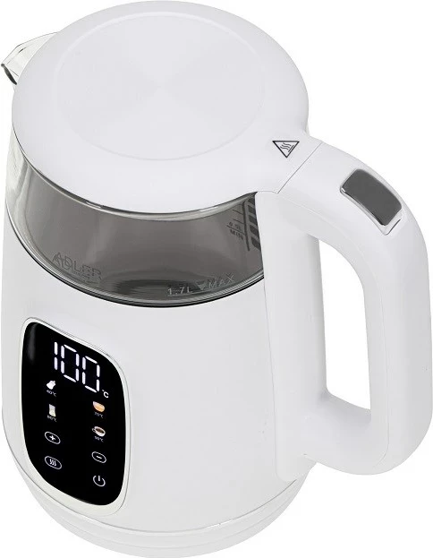 Çajnik elektrik Adler AD 1305ws, 1.7L, i bardhë/argjendtë