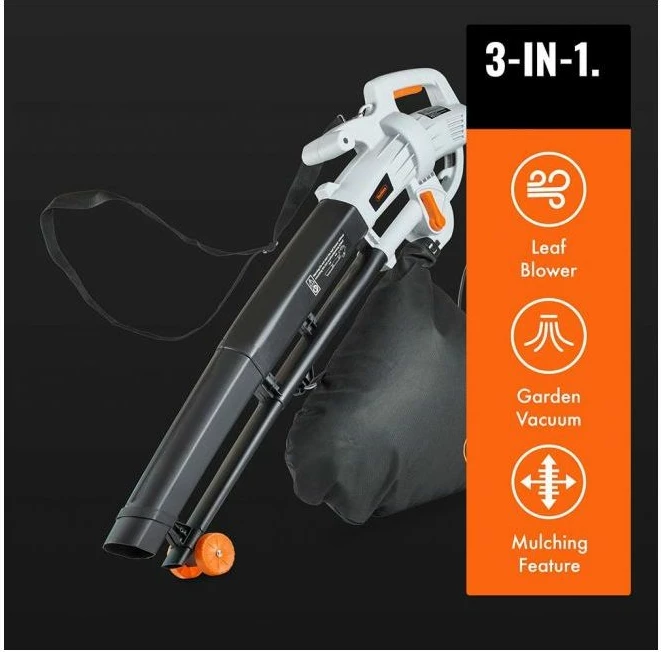 Fryrës gjetheje elektrik 3-në-1 VONHAUS 2500105, 3000W, qese 35L, gri/zezë/portokalli