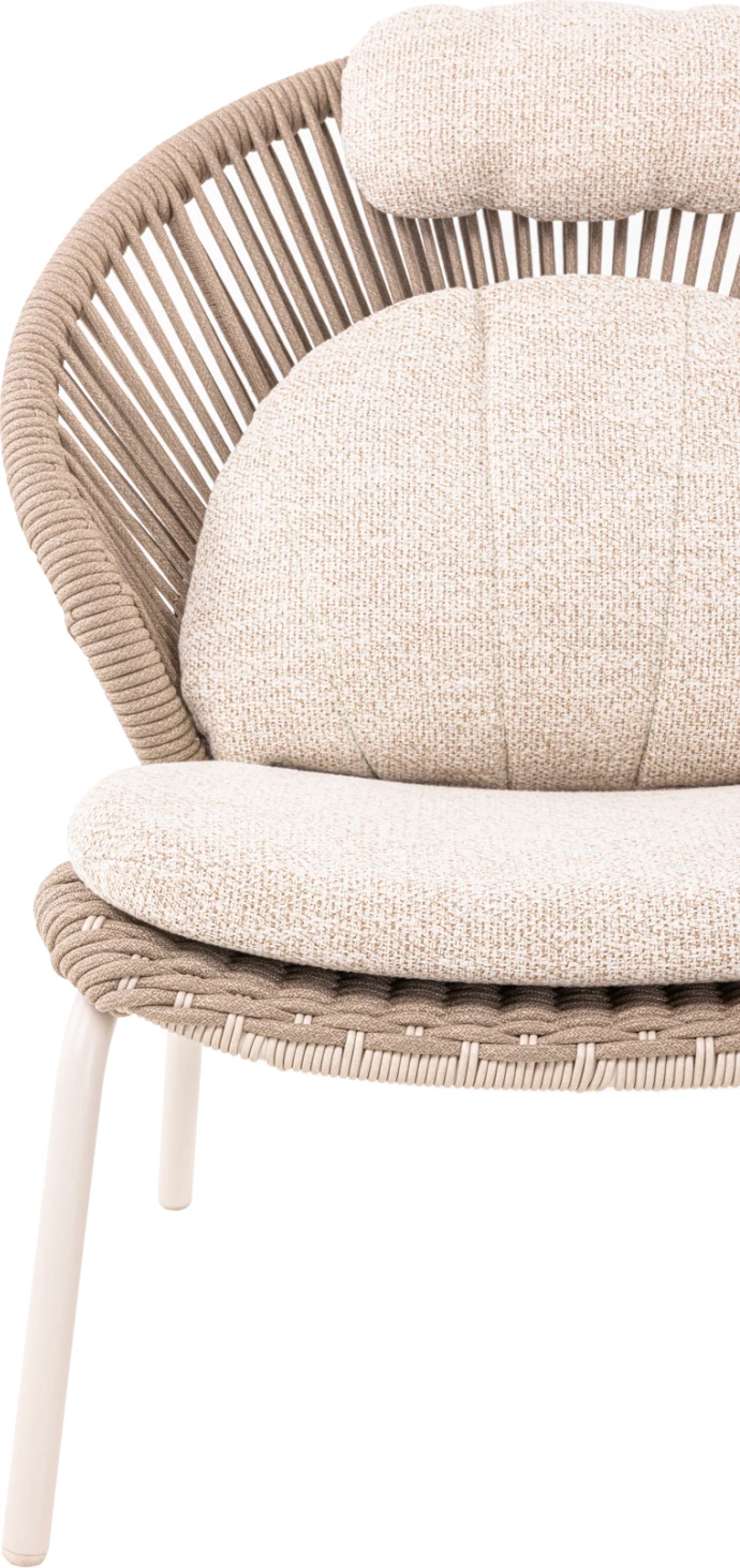 Karrige lounge me këmbështetëse këmbësh Temporal, alumin ngjyrë fildishi, jastëkë bezhë, 83.5x91x115cm