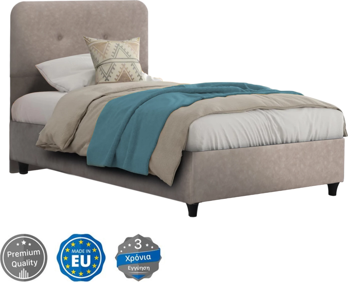 Krevat DOLORES FH649.22, pëlhurë T.NUBUCK, 90x200 cm, pa hapësirë ruajtjeje