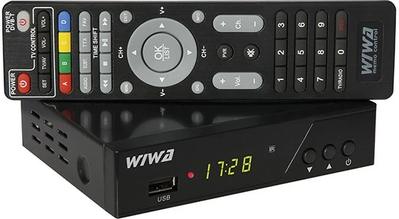 Tuner digjital Wiwa H.265 PRO, DVB-T2/DVB-T, Full HD, me telekomandë, i zi