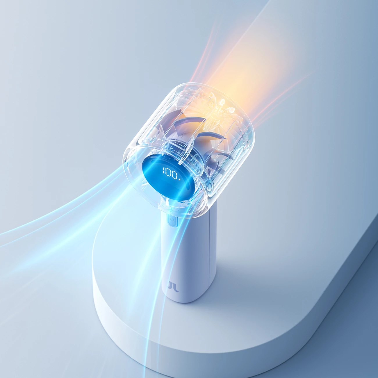Ventilator dore Jisulife Handheld Fan 10S, bateri 5000mAh, USB-C, 5 nivele, ekran LED, blu