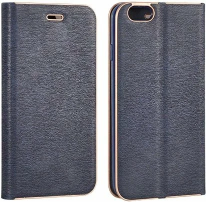 Mbështjellës flip HAVANA Premium për Samsung Galaxy A72 A726 5G, me magnet, xhep për kartë, blu me skaj të artë